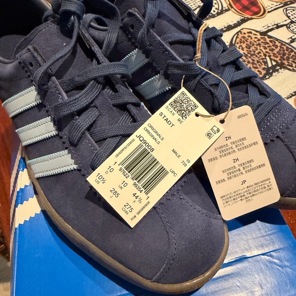 Adidas STADT Night Indigo Navy Gum Men’s Sneakers with White Stripes - Picture 5 of 8